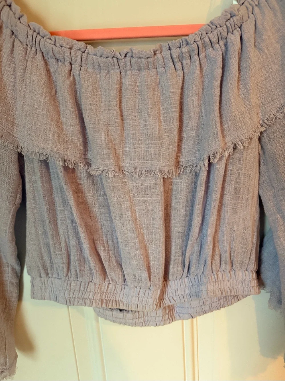 FAVLUX Lavender Off-Shoulder Ruffle Top - Picture 3 of 5